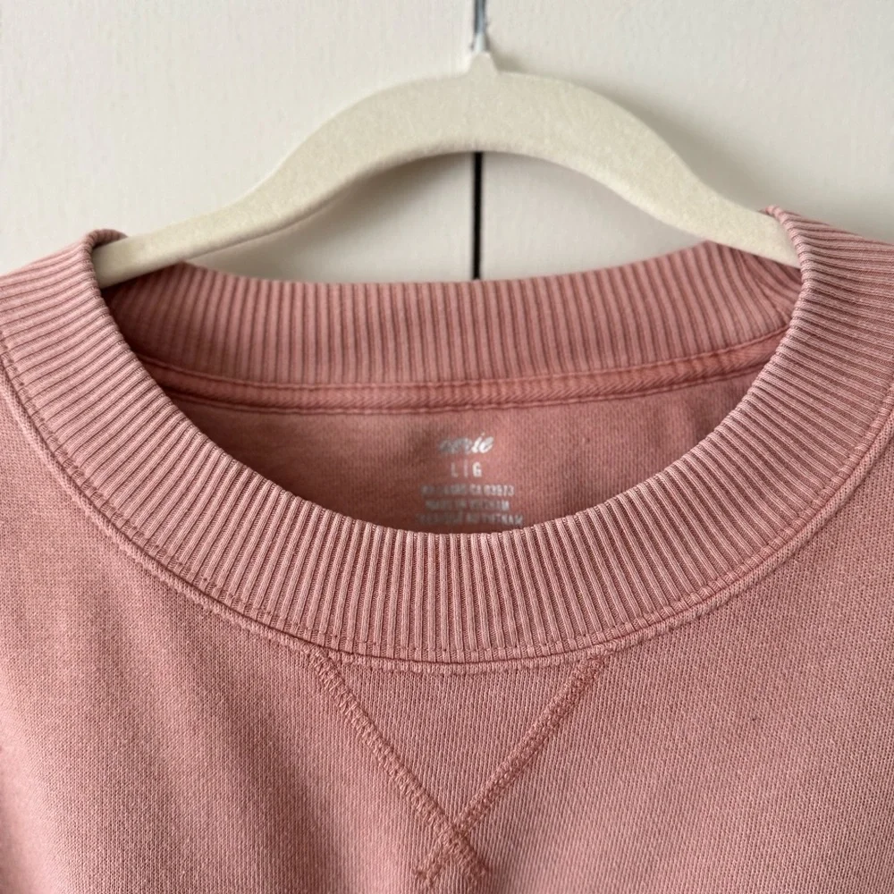 Aerie Women’s Crewneck Sweatshirt Pink Oversized Crewneck Side Slits Size L - Picture 3 of 7